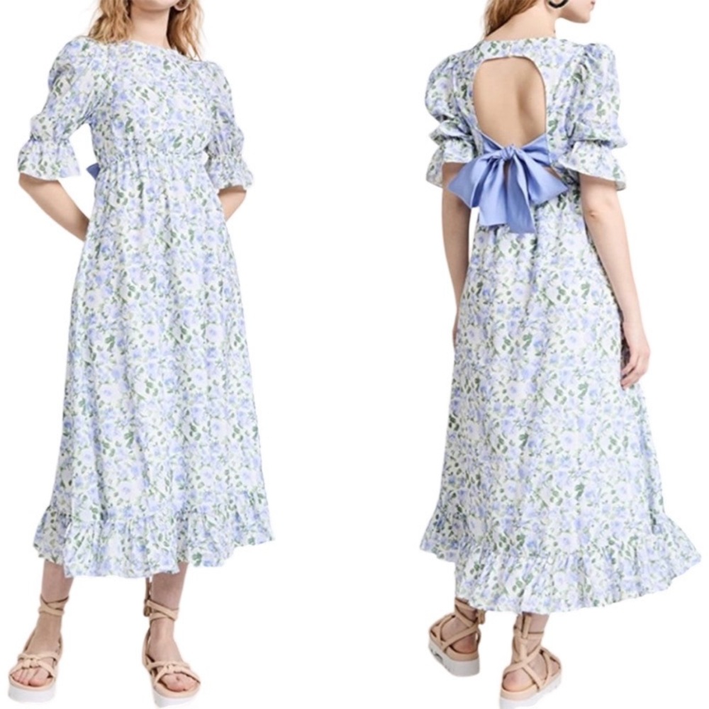 Sister Jane Forget Me Not Dress Midi Cutout Back Bow Romantic Floral Size S